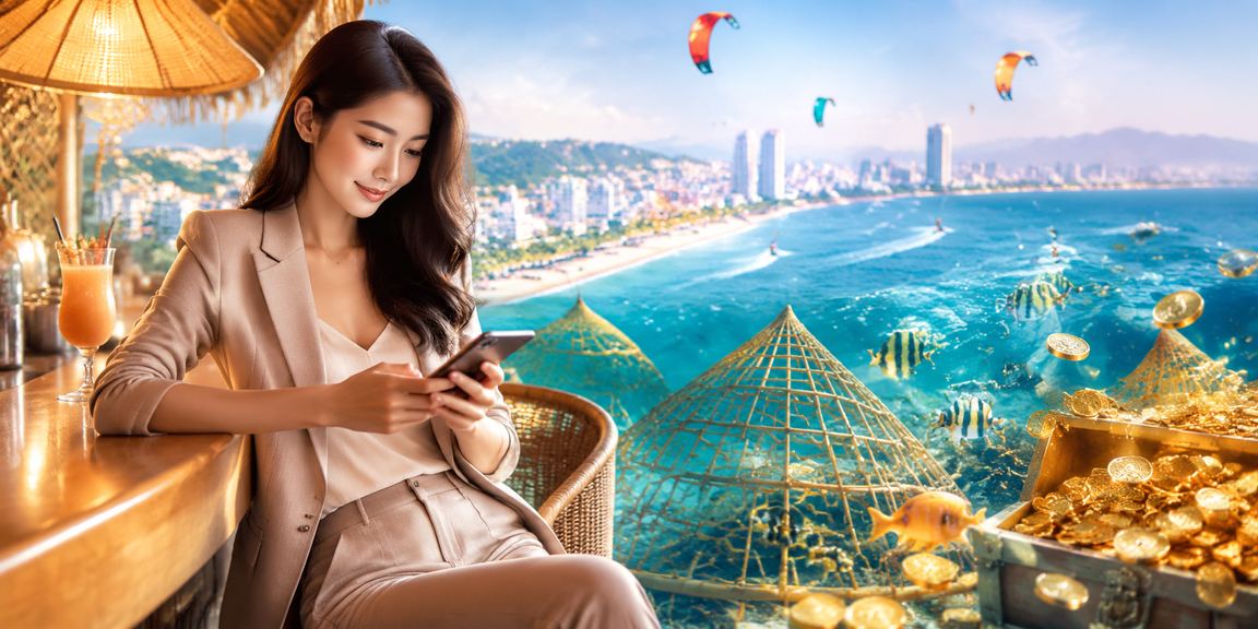 Người chơi thu5 nhận tiền thưởng qua smartphone tại Mũi Né